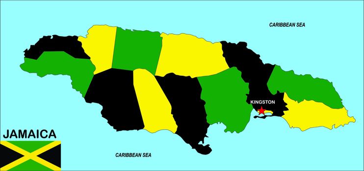 very big size jamaica political map illustration
