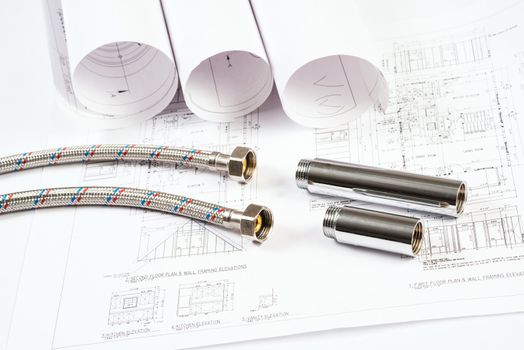 plumbing and drawings are on the desktop, workspace engineer