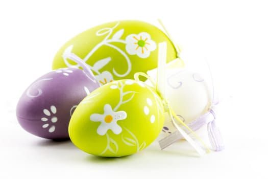 A group of colored easter eggs