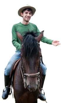 Horses and riders on a farm in Ecuador