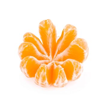 Fresh peeled juicy tangerine isolated, mandarine fruit