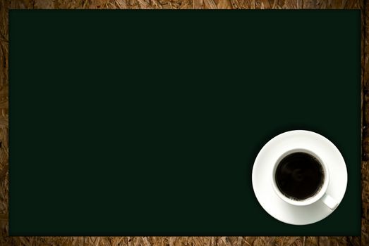 Coffee cup on blackboard background, Coffee shop concept 