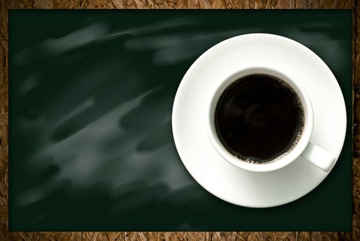 Coffee cup on blackboard background