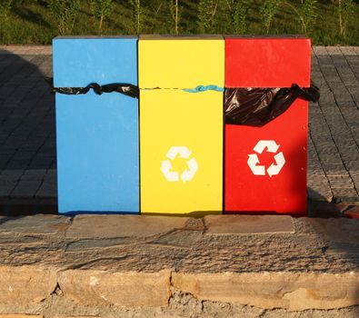 Turkey. Containers for recycling metal, plastic and glass 