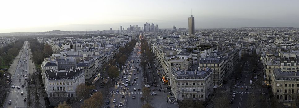 Panoramic view of Paris from Triumph Arc, France