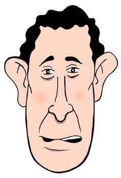 Isolated cartoon head of Prince Charles