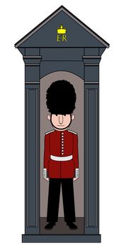 Illustration of a royal guard standing in a guards box