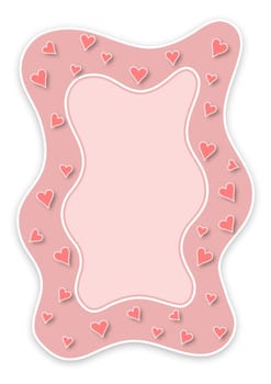 Illustration of a pink frame with love hearts