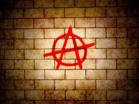 Illustration of an Anarchy symbol on a wall