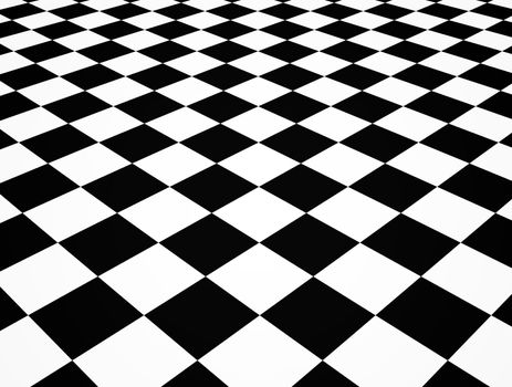 Illustration of a black and white perspective chequered floor