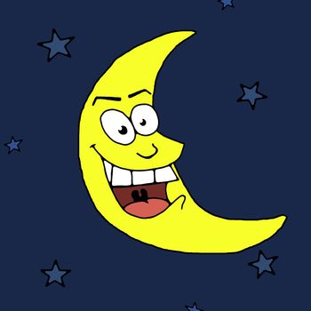 Illustration of a cartoon moon