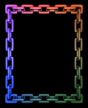 Illustration of a colourful frame made of chain links