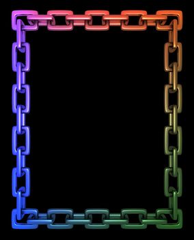 Illustration of a colourful frame made of chain links