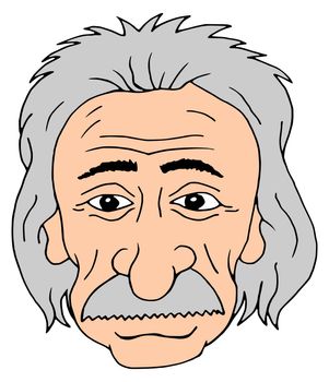 Isolated cartoon head of Albert Einstein