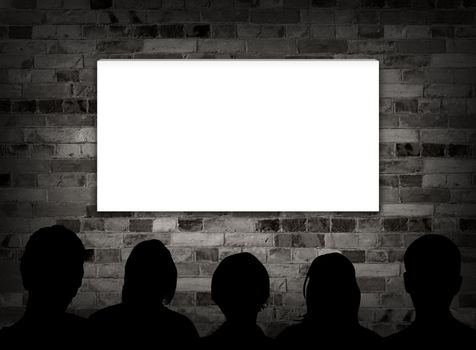 Illustration of people watching a blank screen