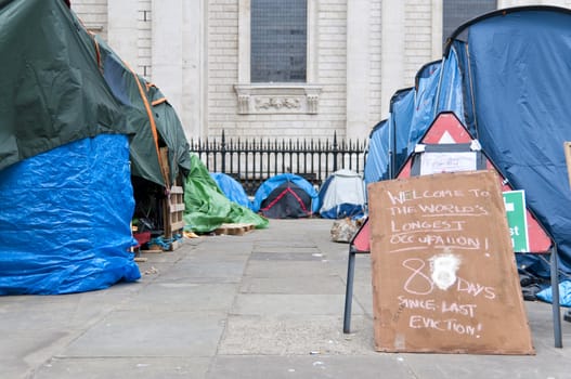 LONDON - January 11: Occupy London occupation in their 88th day. The protesters are set to be evicted soon. January 11, 2012 in London, England.