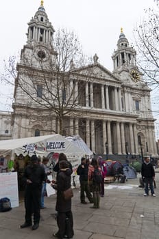 LONDON - January 11: Occupy London occupation in their 88th day. The protesters are set to be evicted soon. January 11, 2012 in London, England.