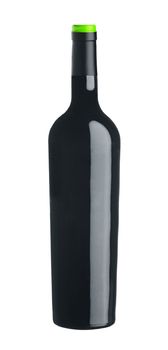 Red wine bottle isolated on white background