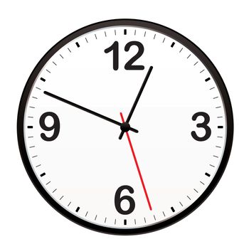Illustrated clock for telling the time or icon symbol