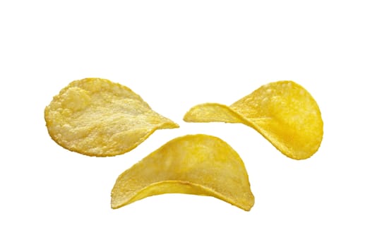 potato chips on white background