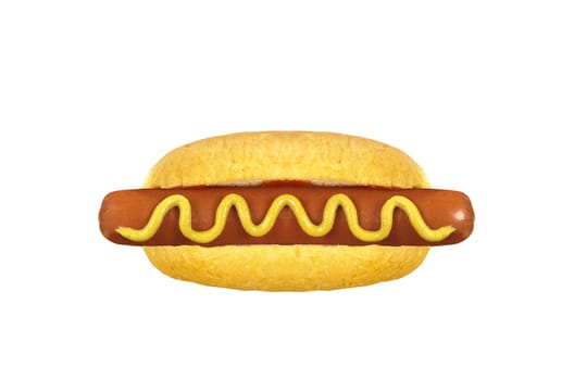 Freshly  hot dog with yellow mustard