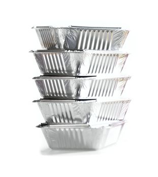 Stack Of Foil Take Away Containers