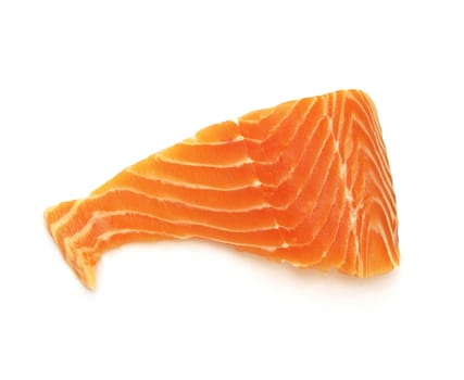 fresh salmon steak over white background