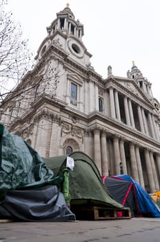 LONDON - January 11: Occupy London occupation in their 88th day. The protesters are set to be evicted soon. January 11, 2012 in London, England.