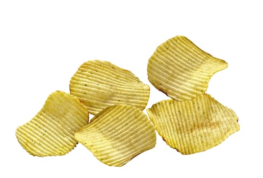 potato chips isolated on white background
