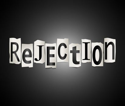 Illustration depicting cutout printed letters arranged to form the word reject.