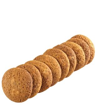Stack of oatmeal cookies on the white background