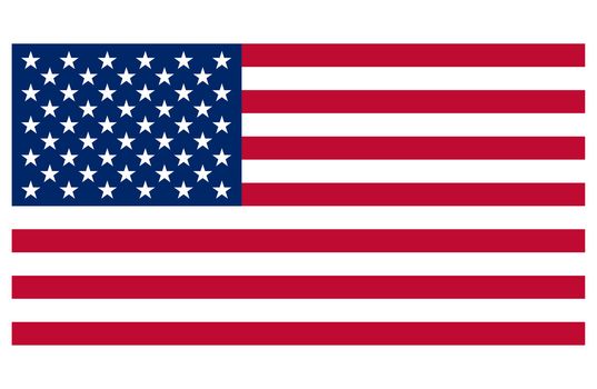 American flag isolated on white background