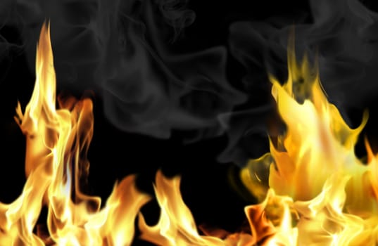 Close-up of fire and flames on a black background