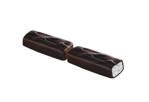 Chocolate covered bar of soft caramel toffee and chocolate mouse