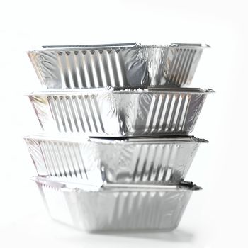 Stack Of Foil Take Away Containers