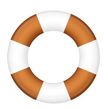 A life buoy for safety at sea - isolated over white background