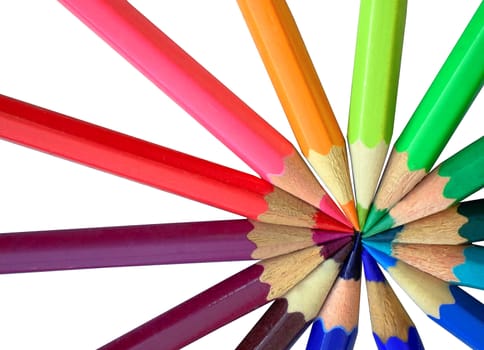 Colorful pastel pencil on white background