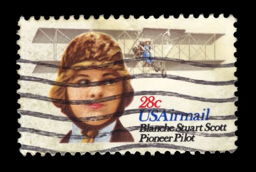 ols USAirmail stamp commemorating female pioneer pilot blanche steward scott