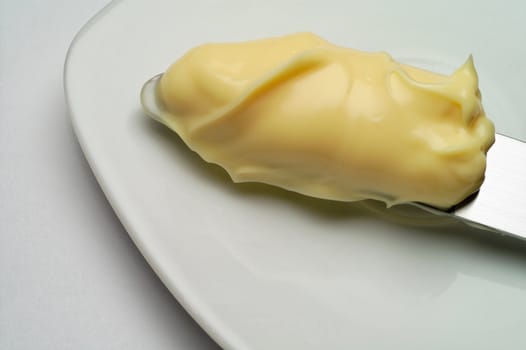 Mayonnaise, butter or margarine  on a knife tip (2)