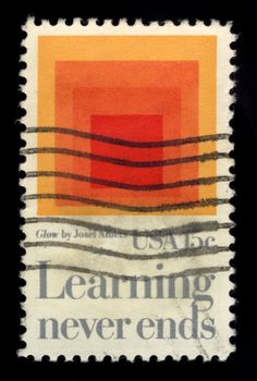 old us stamp saying :learning never ends