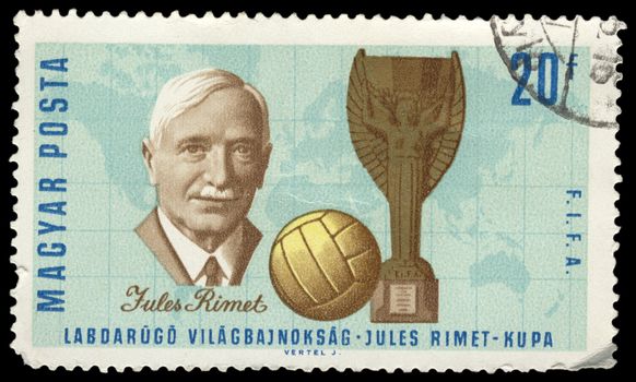 old hungarian postage stamp commemorating jules rimet