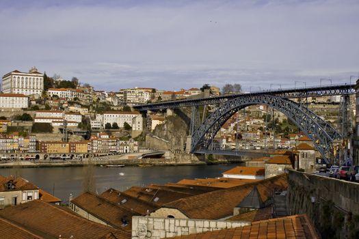 Oporto View with D. Luis Bridge in the background - Portugal