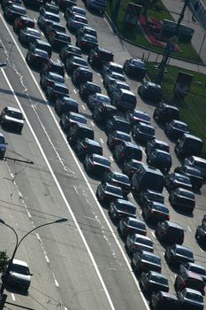 Traffic jam in Moscow in the summer