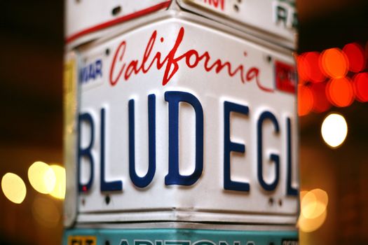 License plates of automobiles as design of restaurant