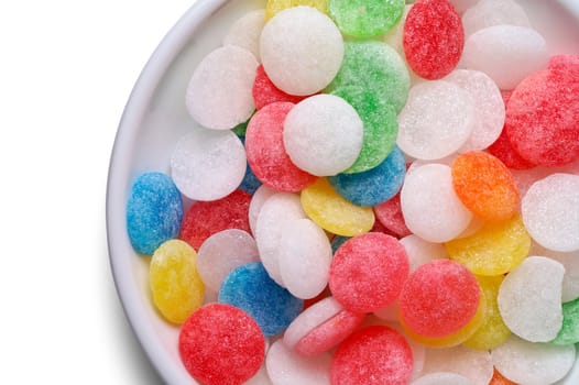 Candies in a dish closeup - with clipping path
