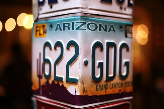 License plate of state Arizona