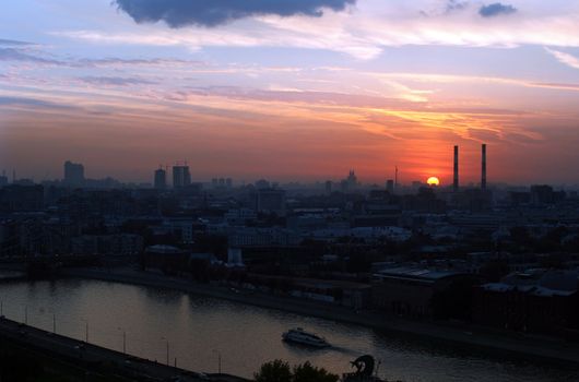 Sunset overlooking the city Moscow