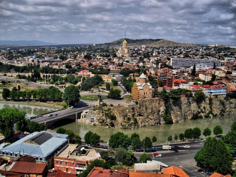 View from the Narikala (Tbilisi's castle) to the Avlabar (one of the oldest area of georgian capital)