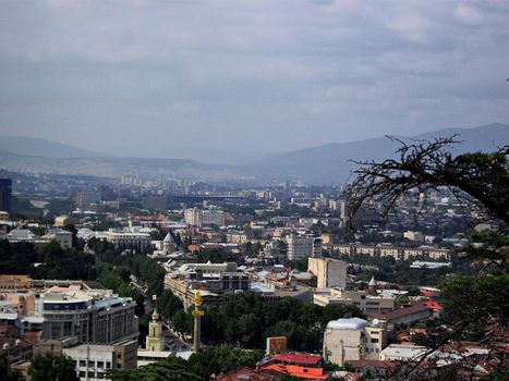 The view on the Tbilisi downtown from Mtacminda mountain