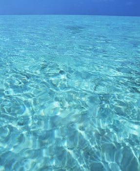 beautiful blue caribbean sea water